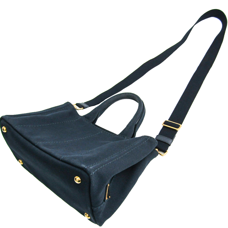 

Prada Navy Canvas Canapa Tote, Navy blue