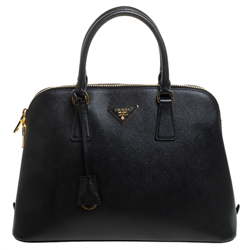 Pre Owned Prada Black Saffiano Lux Leather Promenade Bag