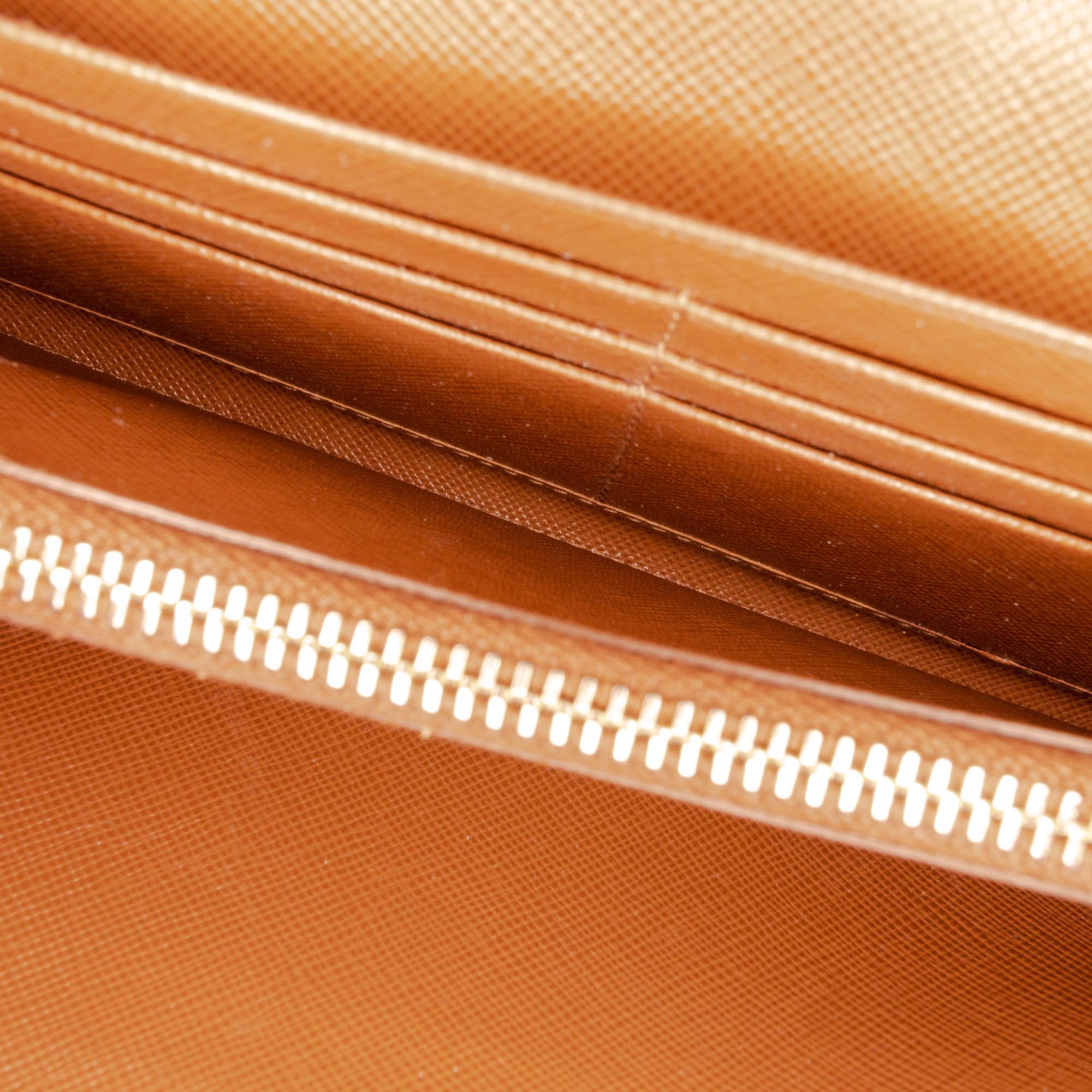 

Prada Bronwn Saffiano Leather Wallet on Chain, Brown