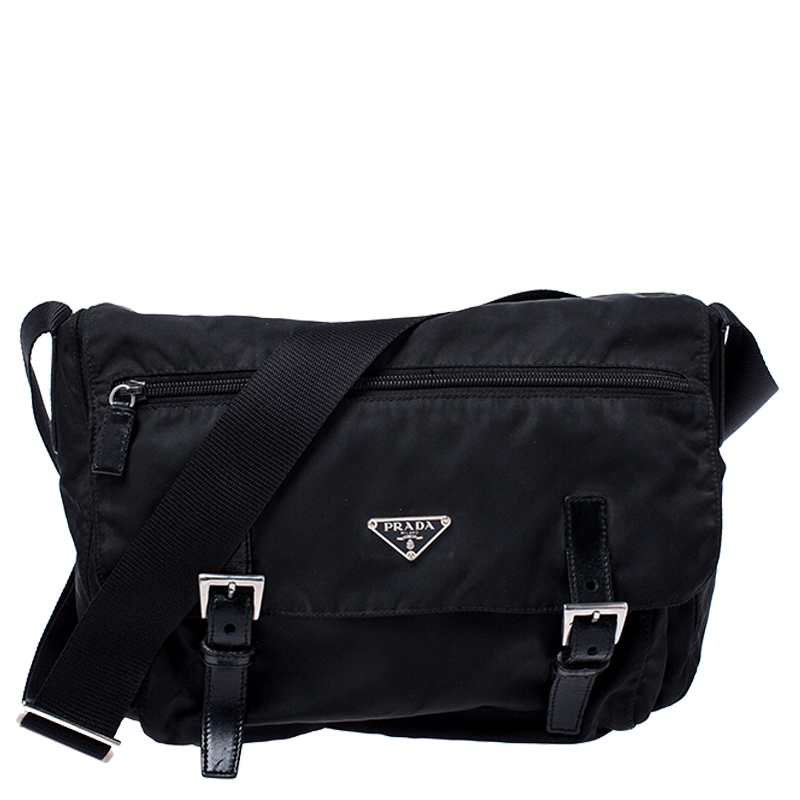 Pre Owned Prada Black Nylon and Leather Crossbody Bag