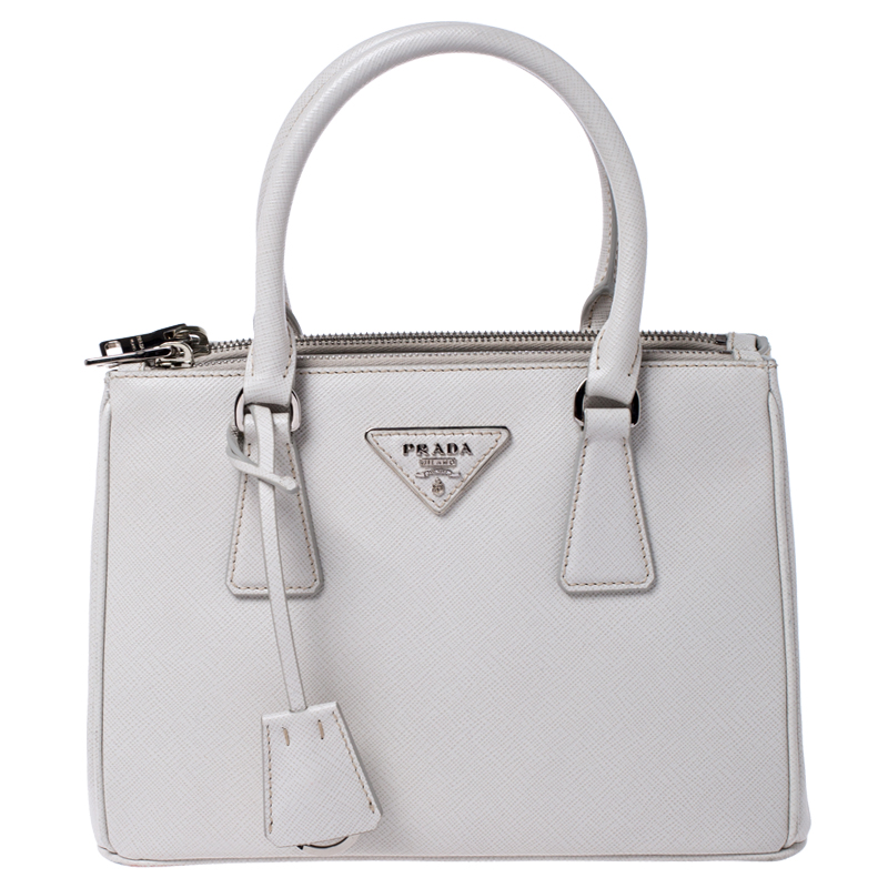 prada white handbag leather