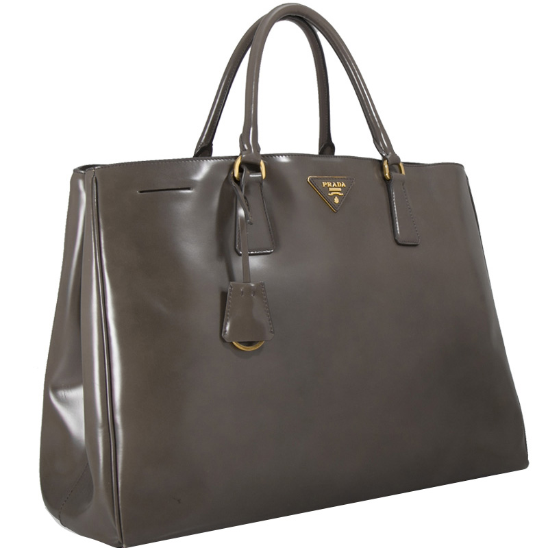 

Prada Gray Leather Spazzolato Shopping Bag, Grey
