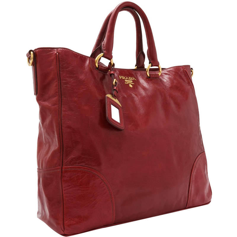 

Prada Red Vitello Daino Leather Tote