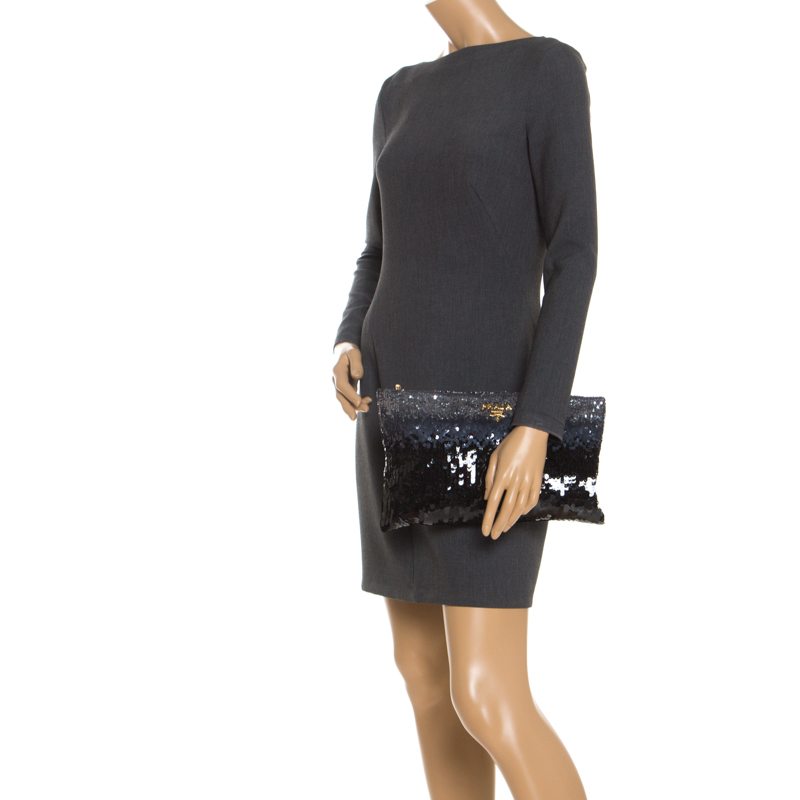 

Prada Black Multi Tone Sequined Clutch, Multicolor