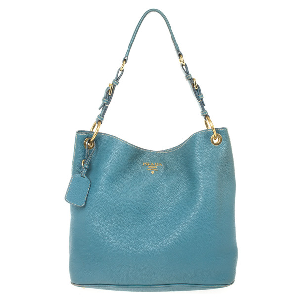 Pre Owned Prada Blue Calf Leather Tote