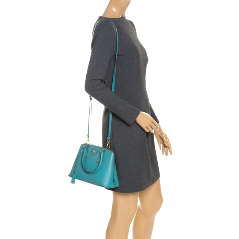

Prada Turquoise Saffiano Lux Leather Small Promenade Crossbody Bag, Blue