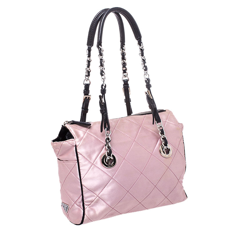 prada pink quilted bag