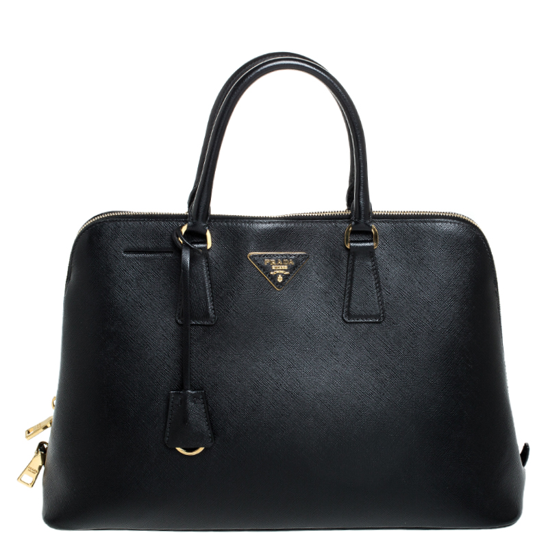 Pre Owned Prada Black Saffiano Lux Leather Promenade Bag