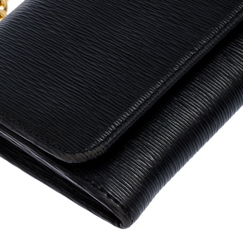 Prada Clutch Portafoglio Black Vitello Leather Bag