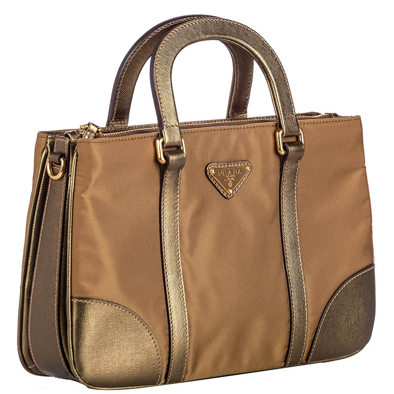 

Prada Brown/Bronze Nylon Leather Bag