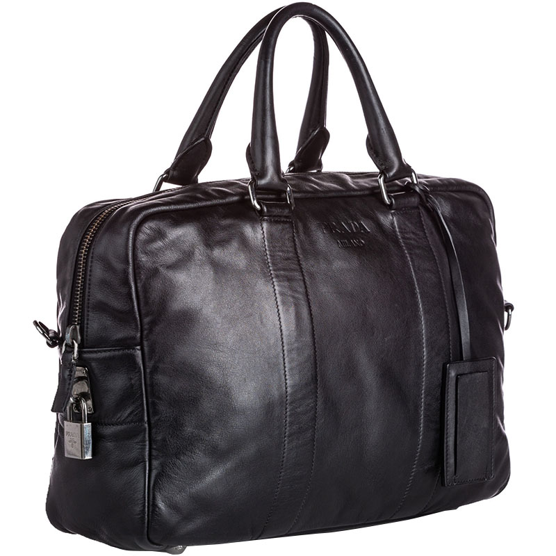 

Prada Black Leather Duffle Bag