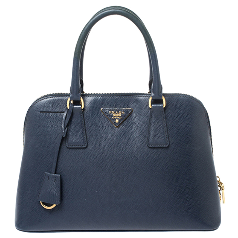 Pre Owned Prada Blue Saffiano Lux Leather Promenade Bag
