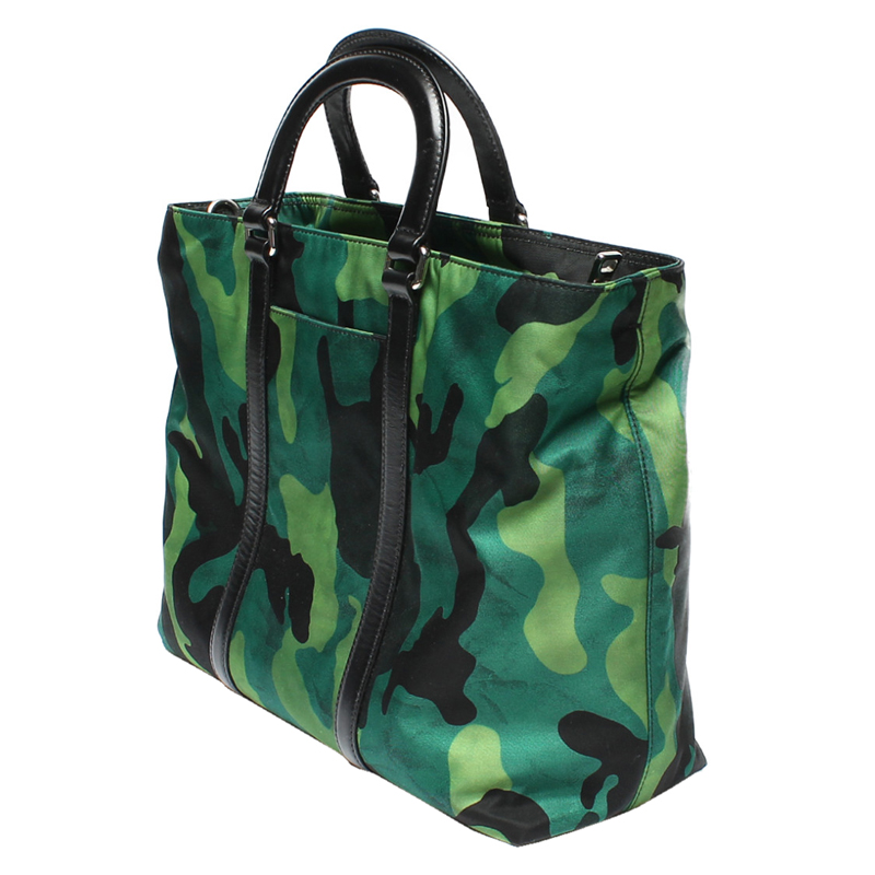 

Prada Green Camouflage Nylon Leather Shoulder Bag