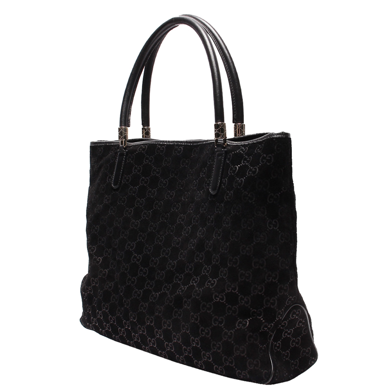 

Gucci Black GG Suede Tote Bag