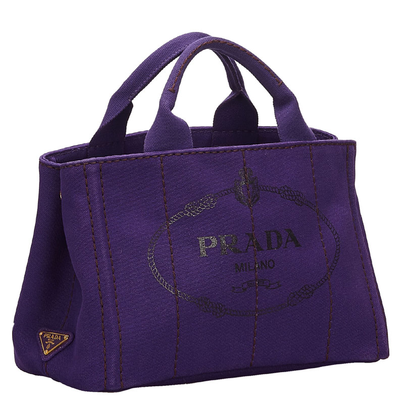 

Prada Purple Canvas Canapa Logo Satchel