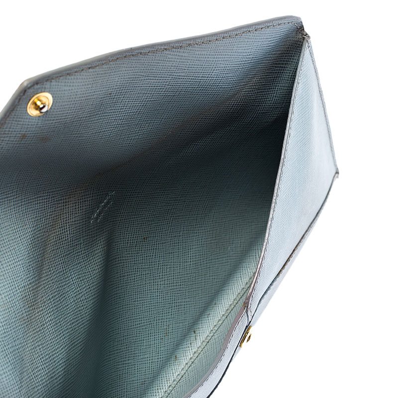 

Prada Pale Blue Saffiano Lux Leather Envelope Wallet
