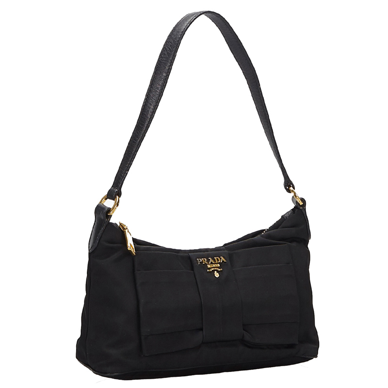 

Prada Black Nylon Bow Baguette