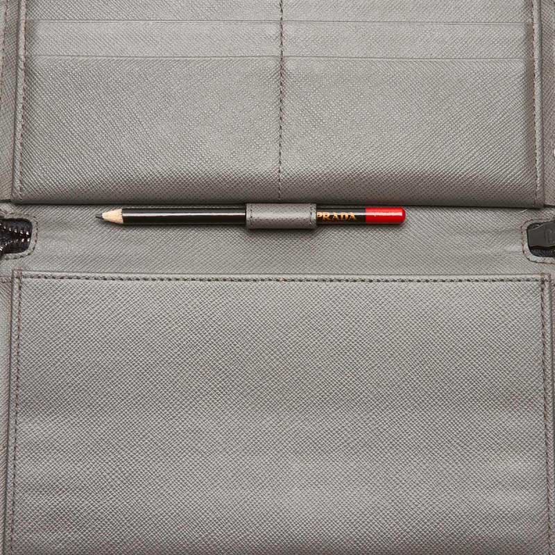 

Prada Black Saffiano Leather Zip Around Wallet