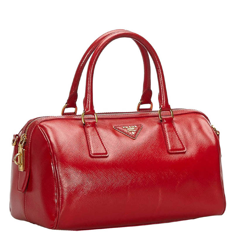 

Prada Red Saffiano Vernice Leather Satchel