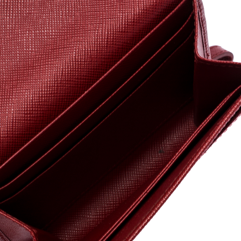 

Prada Red Leather Flap Wristlet Wallet