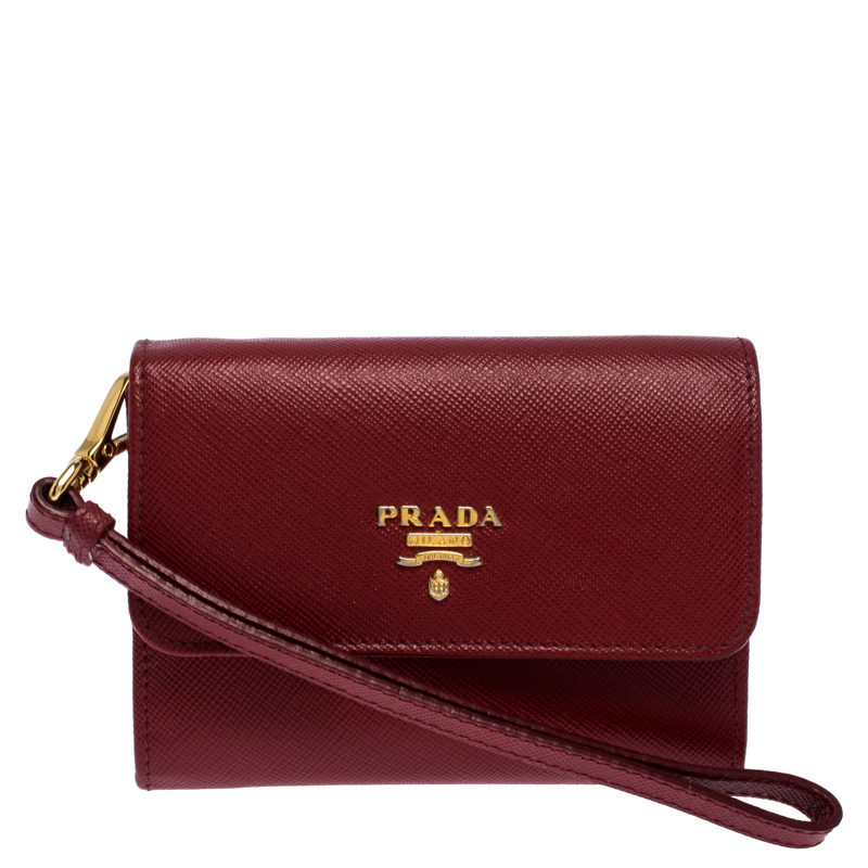 Prada Red Leather Flap Wristlet Wallet Prada | TLC