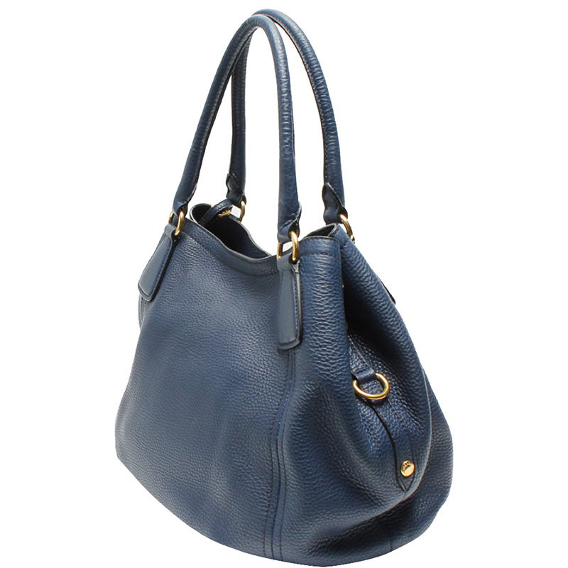 

Prada Navy Blue Vitello Daino Leather Sacca 2 Manici Bag