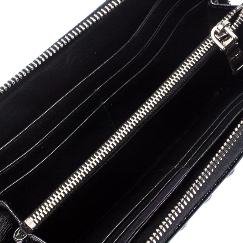 

Prada Black Crystal Embellished Leather Zip Around Wallet