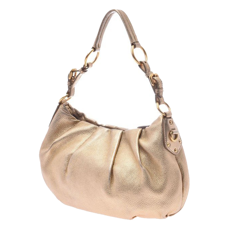 

Prada Gold Leather Shoulder Bag