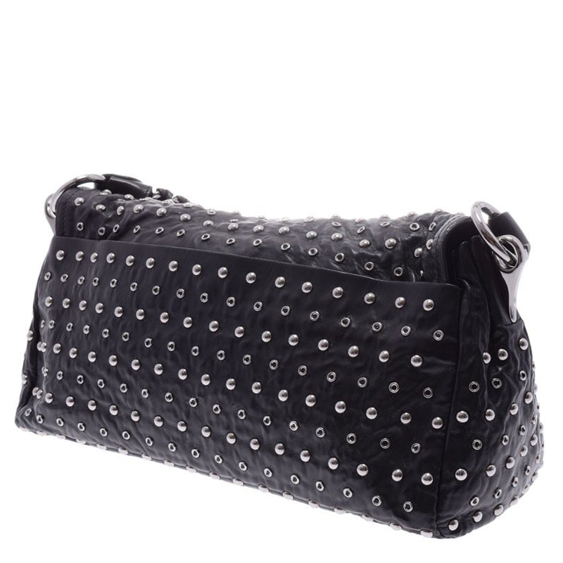 

Prada Black Studded Nappa Leather Bag Semi Chain Shoulder Bag