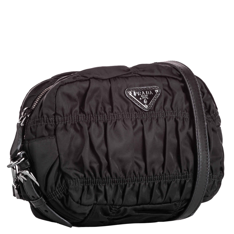 

Prada Black Gathered Nylon Crossbody Bag