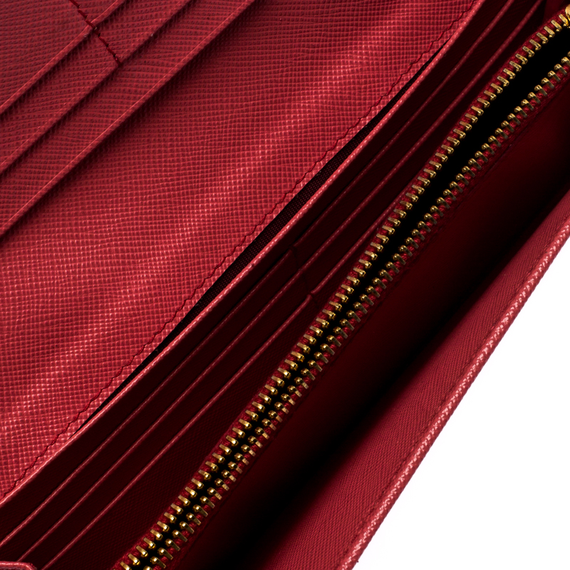 

Prada Hot Pink Saffiano Leather Continental Wallet