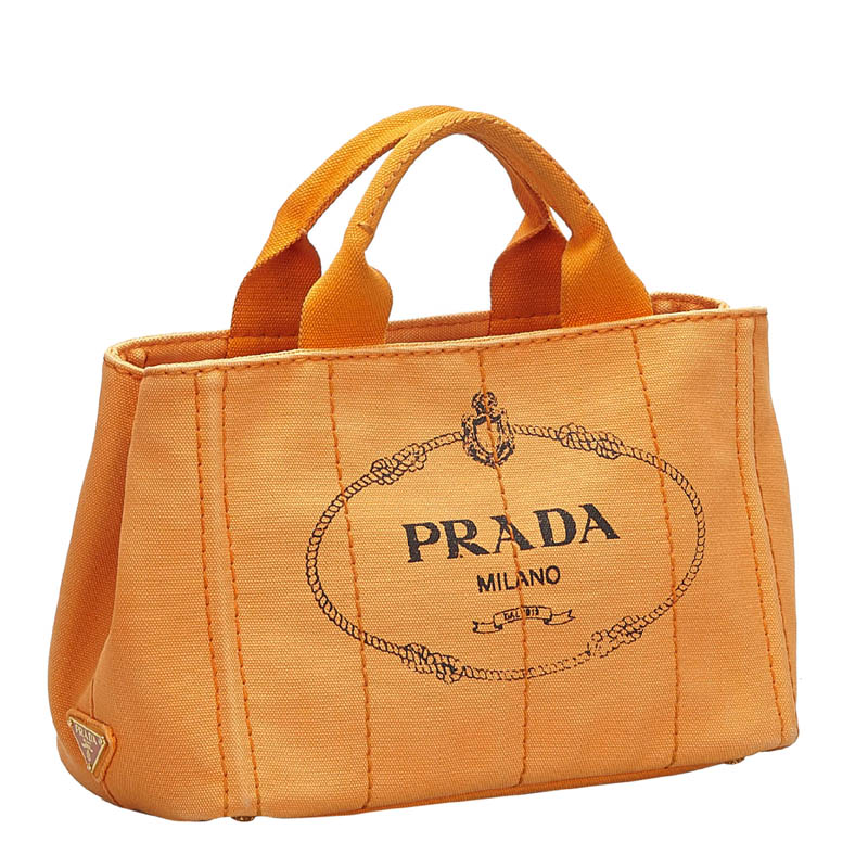 

Prada Orange Canapa Canvas Satchel