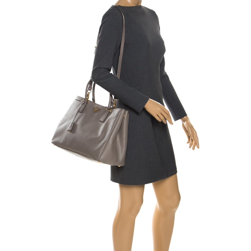 

Prada Grey Saffiano Lux Leather  Gardener's Tote