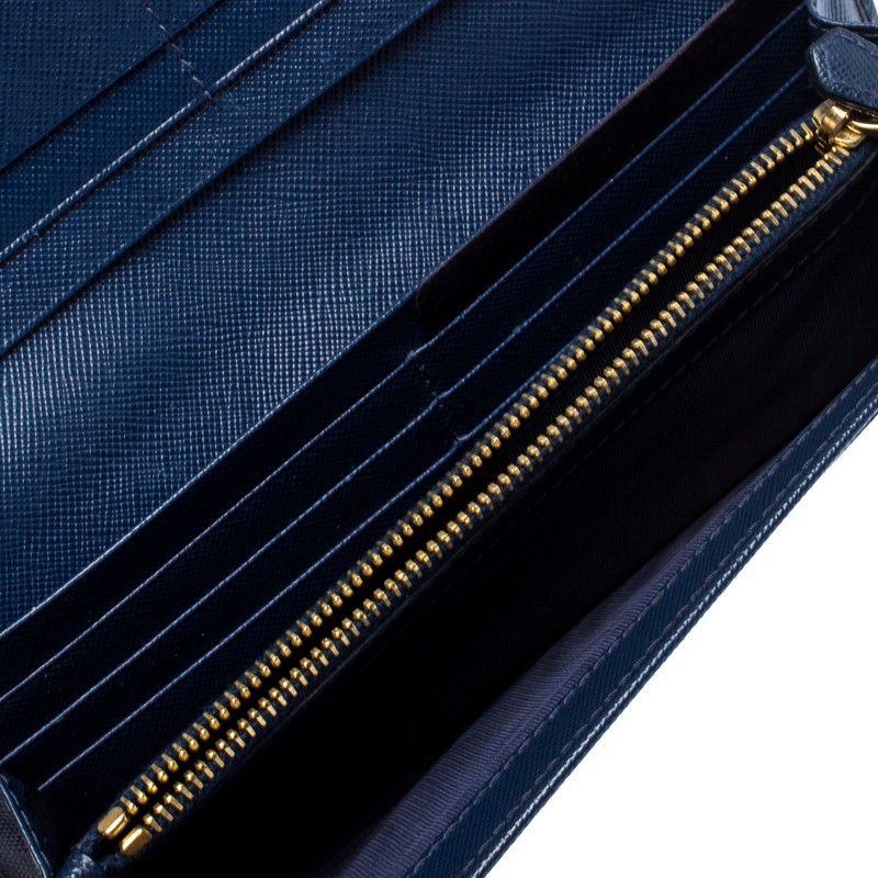 

Prada Navy Blue Saffiano Lux Leather Continental Flap Wallet