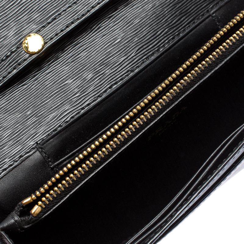 

Prada Black Leather Wallet On Strap