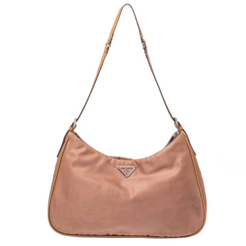 Pre Owned Prada Copper Tessuto Nylon Shoulder Bag