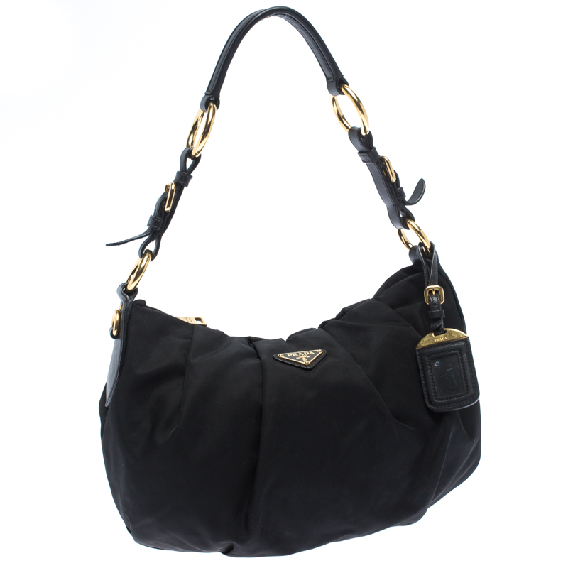 Prada Black Nylon Pleated Shoulder Bag Prada TLC