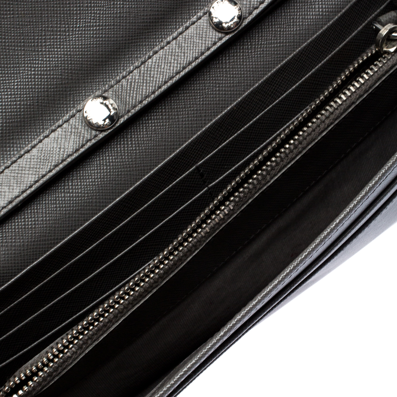 

Prada Grey Saffiano Lux Leather Wallet on Chain
