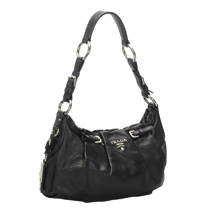 

Prada Black Leather Baguette Bag