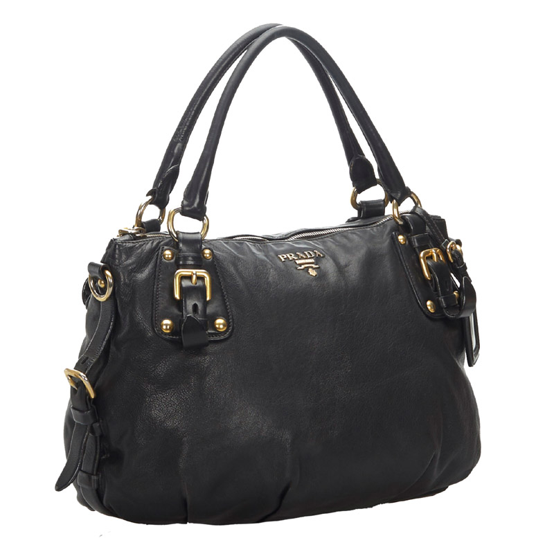 

Prada Black Leather Vitello Shine Satchel