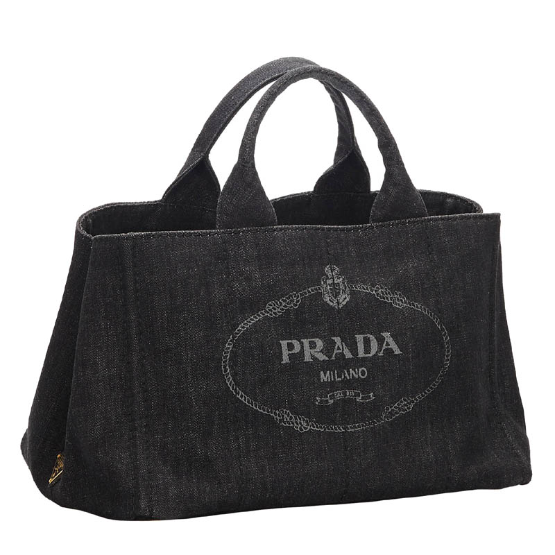 

Prada Black Canapa Canvas Satchel