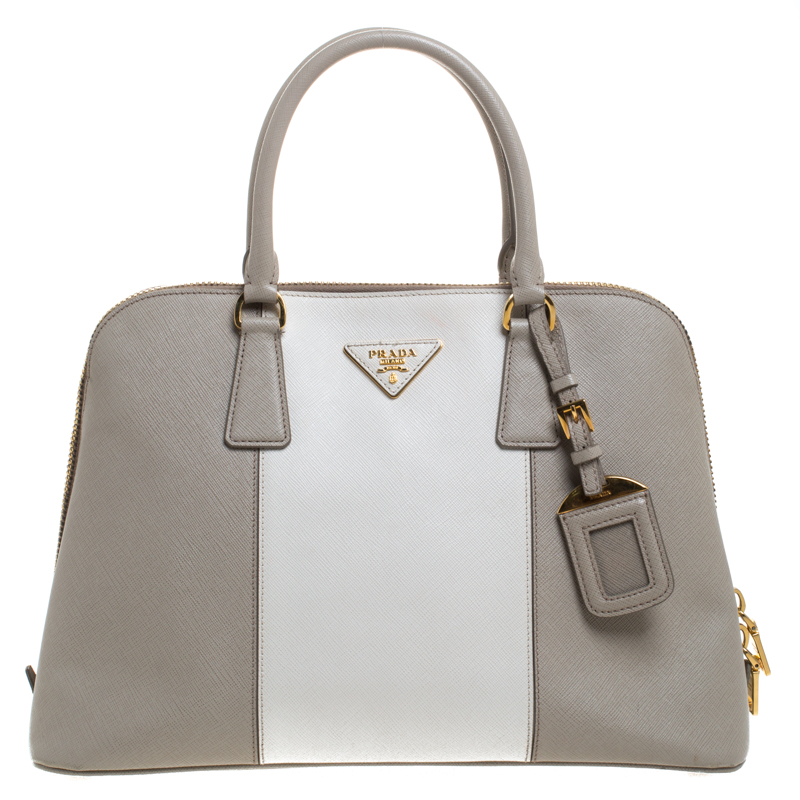 PRADA Bicolor Promenade Handbag Saffiano Leather, Medium