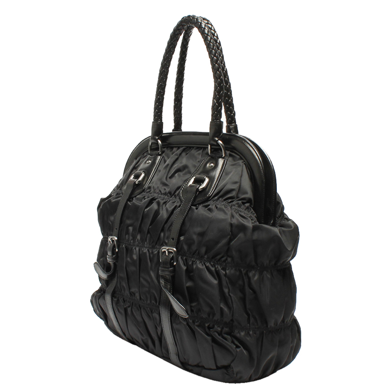 

Prada Black Nylon Gaufre Tote Bag