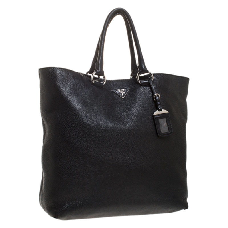 

Prada Black Vitello Daino Leather Tote