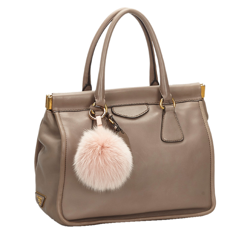 

Prada Gray Leather Satchel, Grey