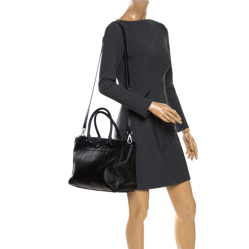 

Prada Black Soft Leather Double Zip Tote