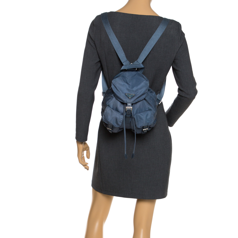 

Prada Blue Tessuto Nylon Zainetto Backpack