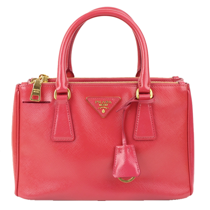 Pre-owned Prada Pink Saffiano Lux Leather Small Double Zip Tote