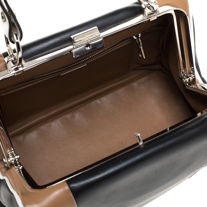 Prada Multicolor Baiadera Striped Leather Frame Tote