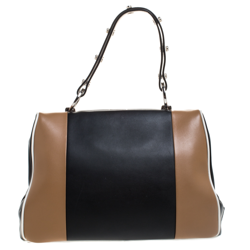 Prada Multicolor Baiadera Striped Leather Frame Tote